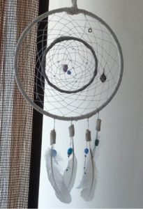 Large Double Hoop, with 4 feather strands