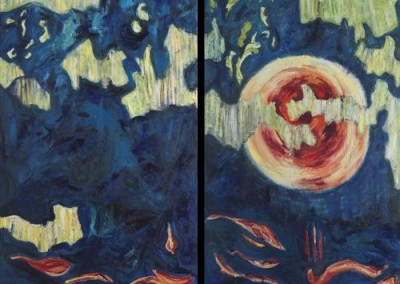 In the Beginning, Diptych,  2008, Oil on Canvas, 96 x 72 in, NFS